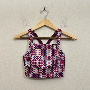 FREE PEOPLE MOVEMENT In Your Corner Sports Bra Multicolor Geometric Yoga